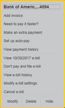 This example is with the Multi Pay view: Schedule a payment: View ebill Access payee