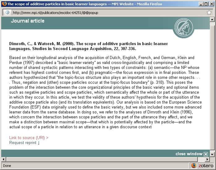 Another example of publication pop-up Citation in APA Format abstract Link to DOI or