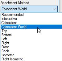 Change the Attachment Method to Coincident World and then Click Open to attach