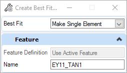 When the Create Best Fit Horizontal toolbox appears set it as follows: Best Fit: Make Single Element Feature Definition: Use