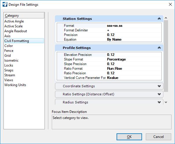 The profile formatting and precision can be adjusted through the Design File Settings