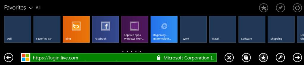 16 Explore Windows 8.1 Update 2. On the navigation bar, tap or click the Favorites button, and then tap or click the Pin to Start button. A tile for the site appears. 3.