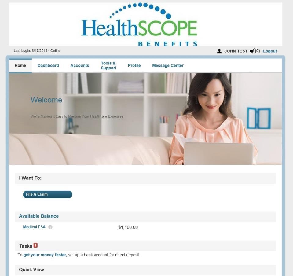 Step 4: You will see a screen like this. Click the hyperlink for Flexible Spending Account (FSA) Status.