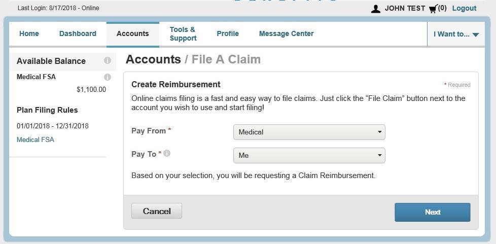 How to file a claim online Step 1: Once you have accessed your Flexible Spending Account from the HealthSCOPE Benefits website, click the