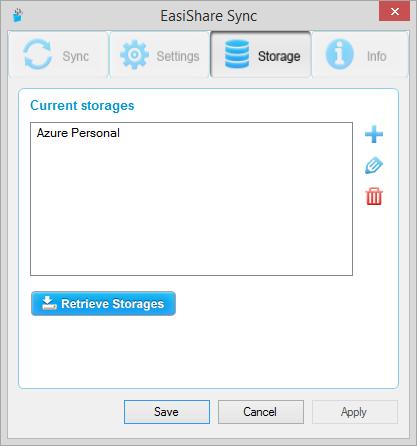 Caution: EasiShare Sync Manager will only be able to sync files and folders deposited in the Storage folders