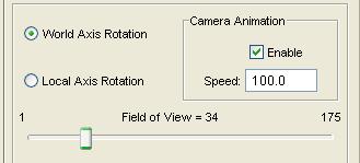 3D Scene Object Camera Control Figure 61: Camera control settings World Axis Rotation (radiobutton) Choose this