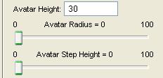 3D Scene Object Figure 69: Avatar boundary settings Avatar Height (number) Sets the avatar height over the floor. Avatar Radius (slider) Sets the avatar radius, which is used as collision distance.