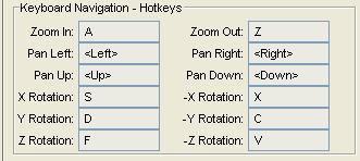 WireFusion 5 Volume II: 3D Reference Figure 85: Keyboard navigation settings Zoom In Choose a hotkey for zooming in. Zoom Out Choose a hotkey for zooming out.