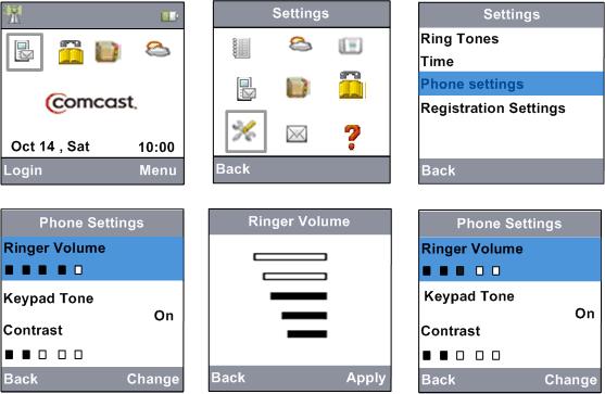Phone Settings Ringer Volume This feature allows you to adjust ringer volume for ring tone.