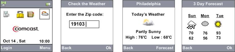 Online Services Weather Updates This feature allows you to view the updated weather report based on the zip code provided.