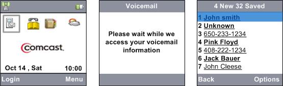 Visual VoiceMail Access Choose the VoiceMail icon using left or right Navigation Key or when in Home screen and press center Navigation key/sel/ to access the voicemail service.