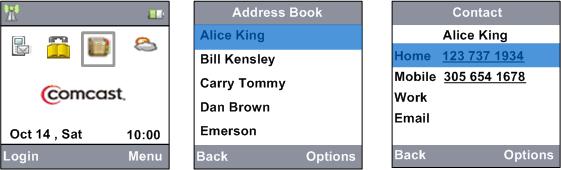 Viewing a Contact in Address Book This feature allows you to view the Name, telephone number and email address of the contacts stored in the Address Book.