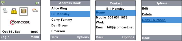 Copy To Phone This feature allows you to copy a Personal Address Book contact to Phone/Shared Address book so that it is available all the time even in case of network failures To copy a contact: