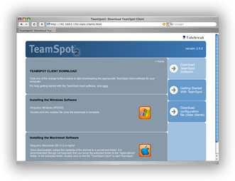 Installing and Connecting (Macintosh OSX 2.8 or later) ❶ Determine the URL of the TeamSpot The address of the TeamSpot Host is typically posted prominently in the area.