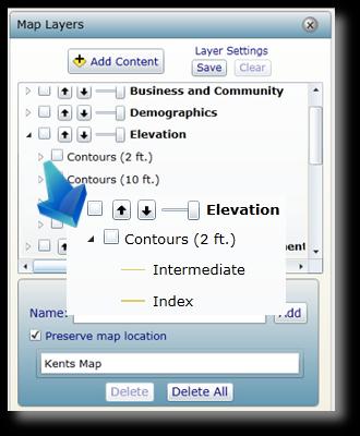 The Layers button is where you go to add any available GIS information that you want to see. The first thing you ll see are the Layer Groupings.