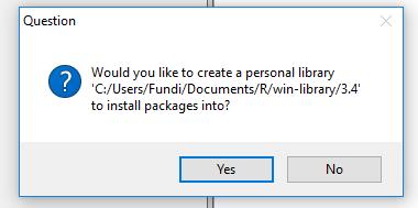 If you do not see this message box (and no errors appear) then you can assume the R packages were installed correctly as it is likely you already had the necessary folder structures.