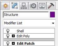 the Structure) _ command panel / modifier list _ select Shell _