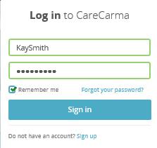 LOG IN TO YOUR CARECARMA ACCOUNT Open an Internet browser Enter the URL website address (carecarma.com) or (http://carecarma.
