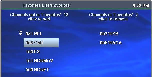 Favorite Channels The channels you set up as Favorites will appear in a separate program guide.