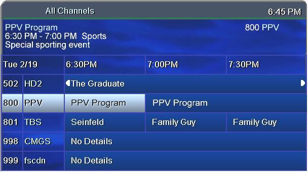 6. Paid Programming (PPV, PPB) Pay per View and Pay per Block services give you access to special broadcasting.