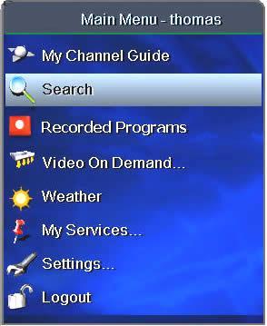 Search for programs Search for specific programming in the Channel Guide.