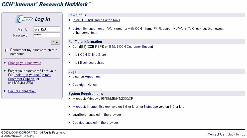 Logging In Access to the China Law series is available on the CCH Internet Research NetWork allowing for convenient access without having additional user IDs and passwords.
