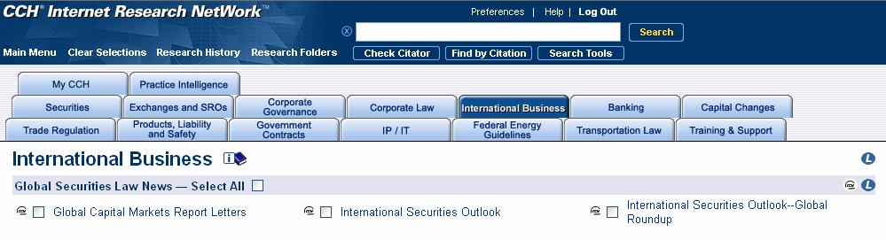 Library Layout 1. Click the International Business tab 2. Locate the Asia Publications section of the Library. China Law links are in Asia Publications section.