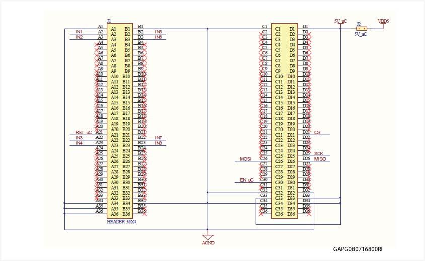 L9301 Demo Board Schematic 4 L9301 Demo Board Schematic The demo board has been designed to be connected directly to SPC560P-DISP demo board, so the Header pin is a 36X4 pin with the signals