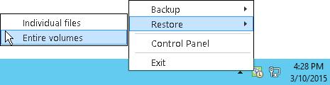 Restoring Volumes You can restore a specific computer volume or all volumes from the volume-level backup. Volumes can be restored to their original location or to a new location.