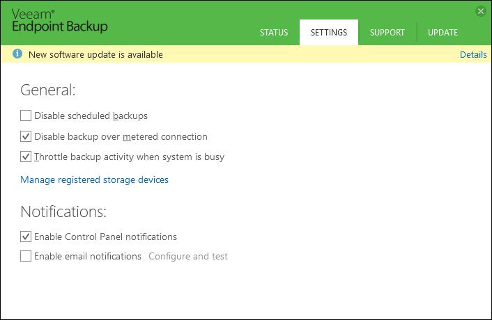 Disabling Control Panel Notifications Veeam Endpoint Backup displays warning and information messages on the notification bar in the Control Panel.