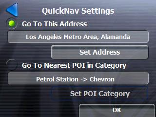 Tap Figure 19 - Setting the Quick Nav Location You can change the QuickNav settings by tapping the QuickNav button located on the Settings menu. Recent Locations From the Go!