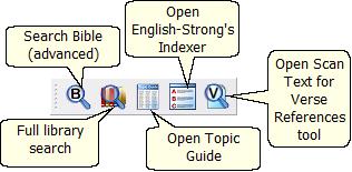 27 SwordSearcher 5 Search Toolbar Search functions toolbar Search Bible (Advanced): Opens the advanced Search Bible dialog Full Library Search: Opens the Full Library Search dialog contents of the
