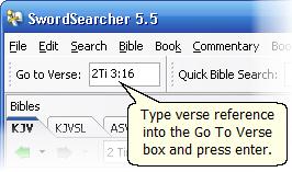 1 1 SwordSearcher 5 Quick-Start Here are some quick-start guides to help you jump right in to SwordSearcher. How to Start Studying a Verse How to Search the Bible 3 Using the Bible Margin Links 5 1.