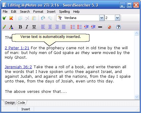71 SwordSearcher 5 Verse references are typed......and after Ctrl+T is pressed, text is inserted automatically.