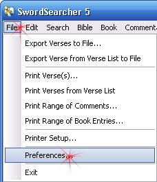 79 10 SwordSearcher 5 Preferences (Options and Settings) The Preferences Dialog is where many of SwordSearcher's settings can be changed to suit your personal tastes, such as fonts, colors, etc.