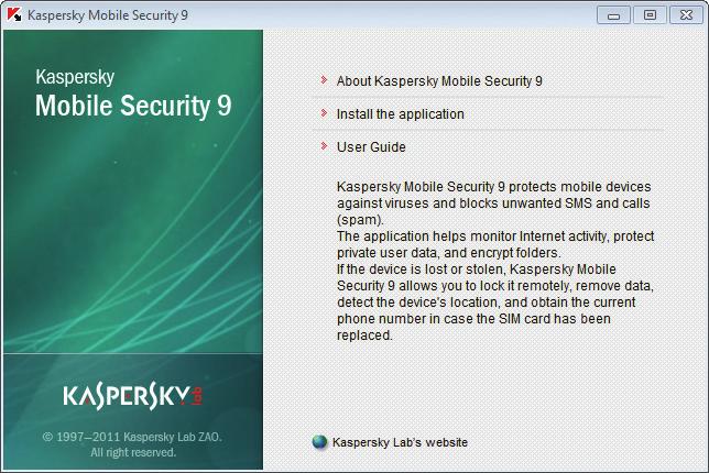 Installation from Windows OS CD Please connect your mobile device to the computer. Launch Kaspersky ONE using CD 1 for Windows OS. Connect your mobile device to your PC.