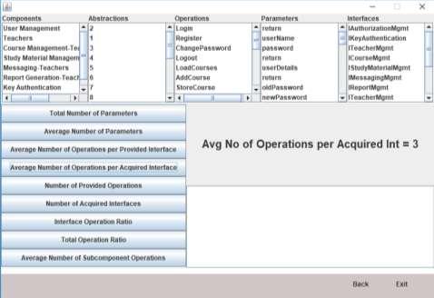 7.4 Average Number of Operations per Acquired Interface (AvgNOAI): AvgNOAI is defined as the average number of operations per acquired interface of the component.