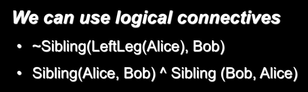 Complex sentences We can use logical connectives