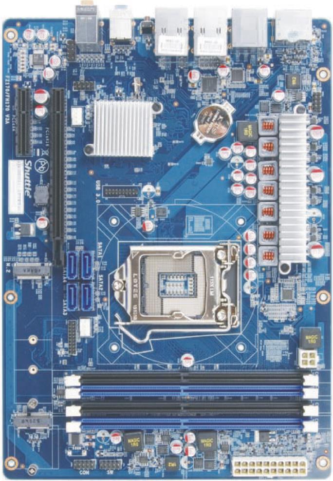 Shuttle XPC cube Barebone SZ170R8V2 Mainboard Front Audio Header Front USB 2.0 Header Intel Z170 Chipset PCIe X4 Slot PCIe X16 Slot Front USB 3.0 Header 4x Serial-ATA 3.0 M.