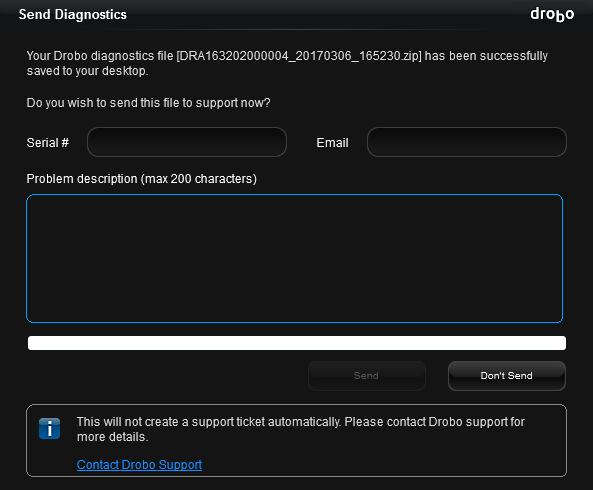 The Upload Diagnostics Successful dialog box opens, indicating that the diagnostics has been successfully uploaded to support.