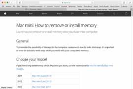 ...cont d 3 4 Click on the Memory Upgrade Instructions if you want to upgrade your memory A page on the Apple website opens,
