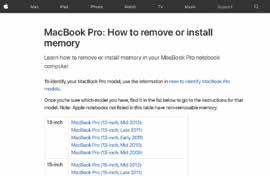 ...cont d 3 4 Click on Memory Upgrade Instructions if you want to upgrade your memory A page on the Apple website opens,