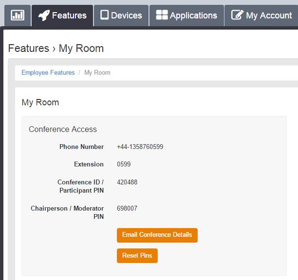 My Room Integration Configuration (UC Team Only) If you have been assigned the UC Team add-on then the system will automatically update the Desktop client with the user s audio conferencing details.