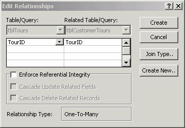 Figure 1-3 To join two tables, click and drag the related field from the first table to the related field in the second table.