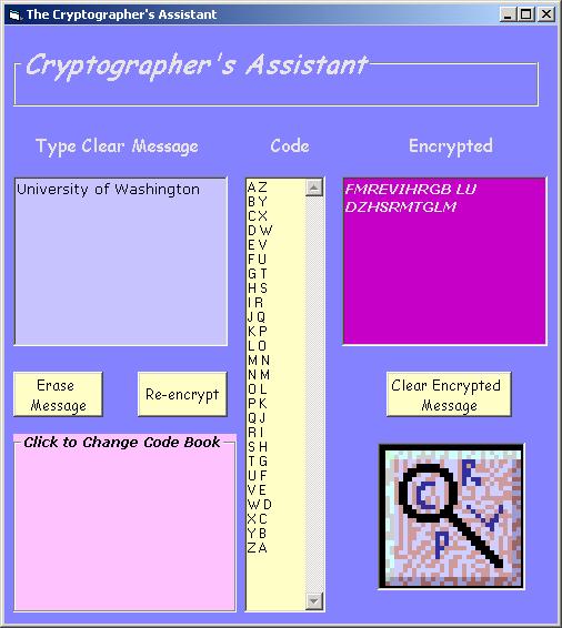 Figure 3: Sample Interface After User changes codebook Writing Component: Code Breaker s Assistant What To Do We've reached the final stage. The message has been encrypted and sent.