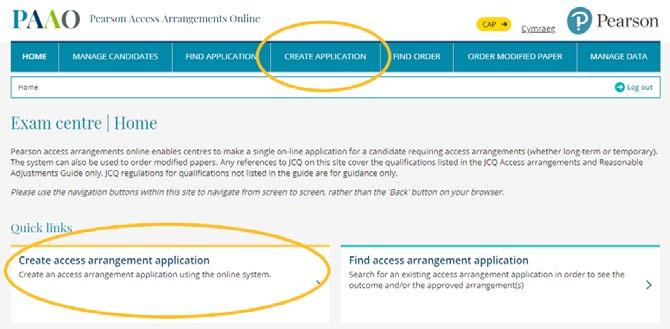 Creating an application in PAAO Access arrangement applications can be made by the Exams Officer, SENCO or by a person delegated by your centre who understands the process and has access to the