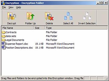 5. Managing Security Managing an Encryption Folder Figure 11: Encryption folder Populated 8. Delete the original, unencrypted versions of the files and folders from your computer. 9.