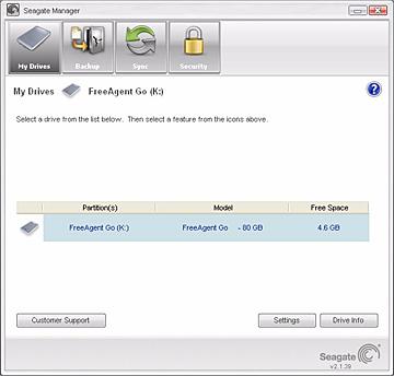 2. Managing Your Drives Using the My Drives Window 2. Managing Your Drives The My Drives window provides a central point from which to manage your Seagate FreeAgent device.