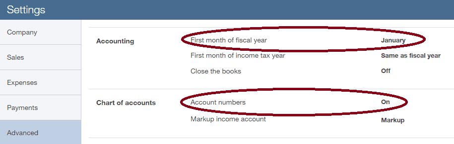 22 First month of fiscal year and Account numbers