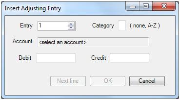 40 Entry - Type or select the entry number to which this line belongs Category - You can categorize the adjusting entries to further make a selection for the computation of Adjusted balances.
